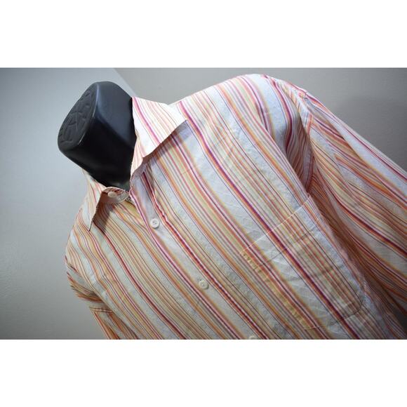 38895 Mens Bugatchi Uomo Designer Floral Striped Button Up Dress Shirt Size XL - Picture 1 of 8